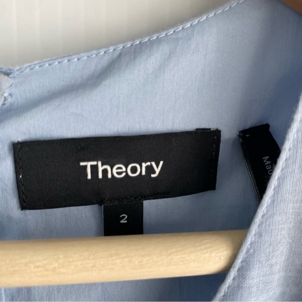 🆕 Theory Organic cotton baby blue midi dress NWT size 2 flowy short sleeves - Picture 8 of 11